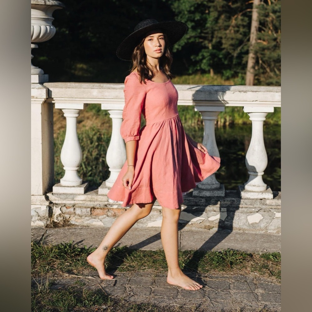 Son de Flor mini Carmen dress in vintage pink 3/4 sleeve (size small)